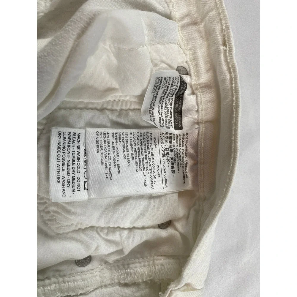 Levi's 501 Original Denim Shorts Womens 30 White Excellent Frayed Raw Hem Button